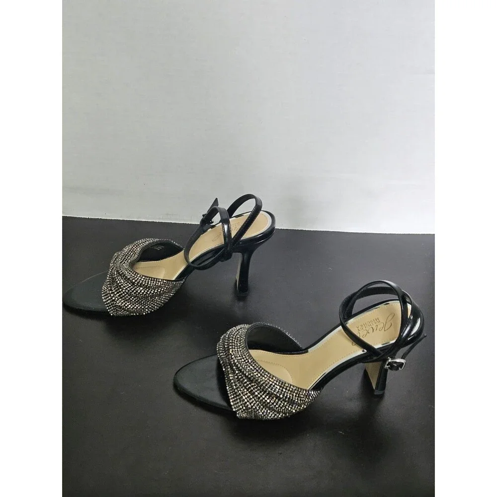 Sz 7.5 - Jewel Badgley Mischka Huntley Womens Black Jewels Evening Sandals